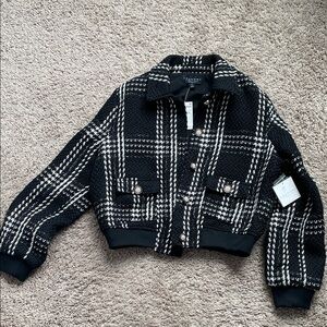 Laundry By Shelli Segal Black and White Bomber Jacket
